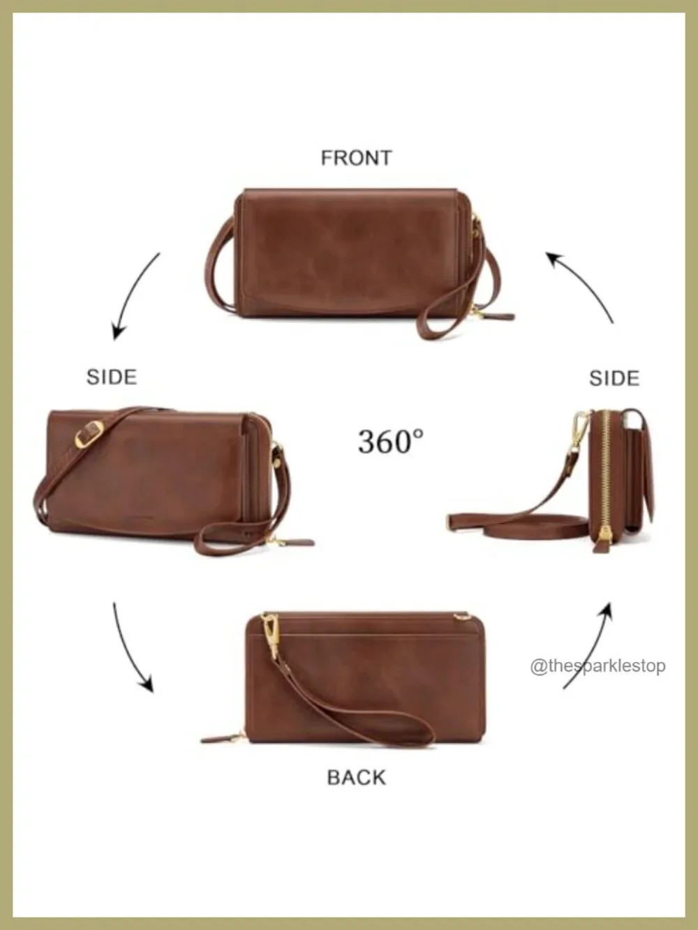 Vegan Leather Crossbody Wristlet Wallet with RFID Blocking